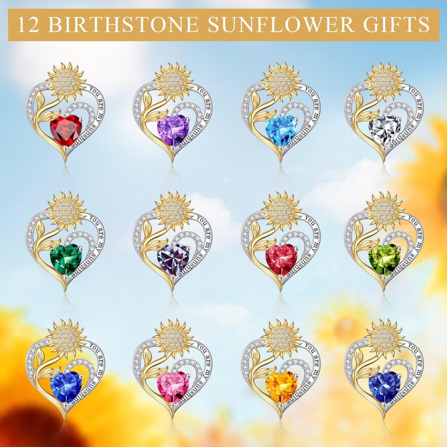 Iefil Sunflower Gifts for Women - Sunflower Necklace Gifts for Wife May Simulated Emerald Necklace Anniversary Mothers Day Jewelry Gift