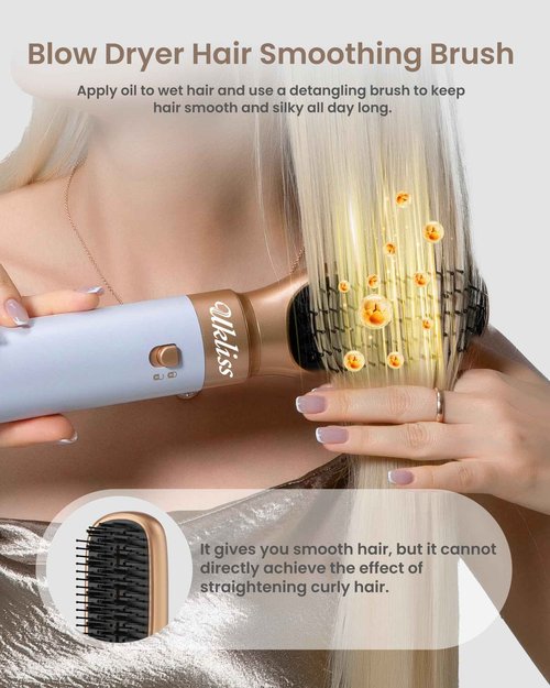 Ukliss 6 in 1 Blow Dryer Brush & Air Styler – Ionic Hair Dryer Brush for Straight/Curly/Thick Hair, Auto Curler, Magic Styler for Fast Drying, Frizz-Free, Salon & Travel Use (ALCI Plug) (White)