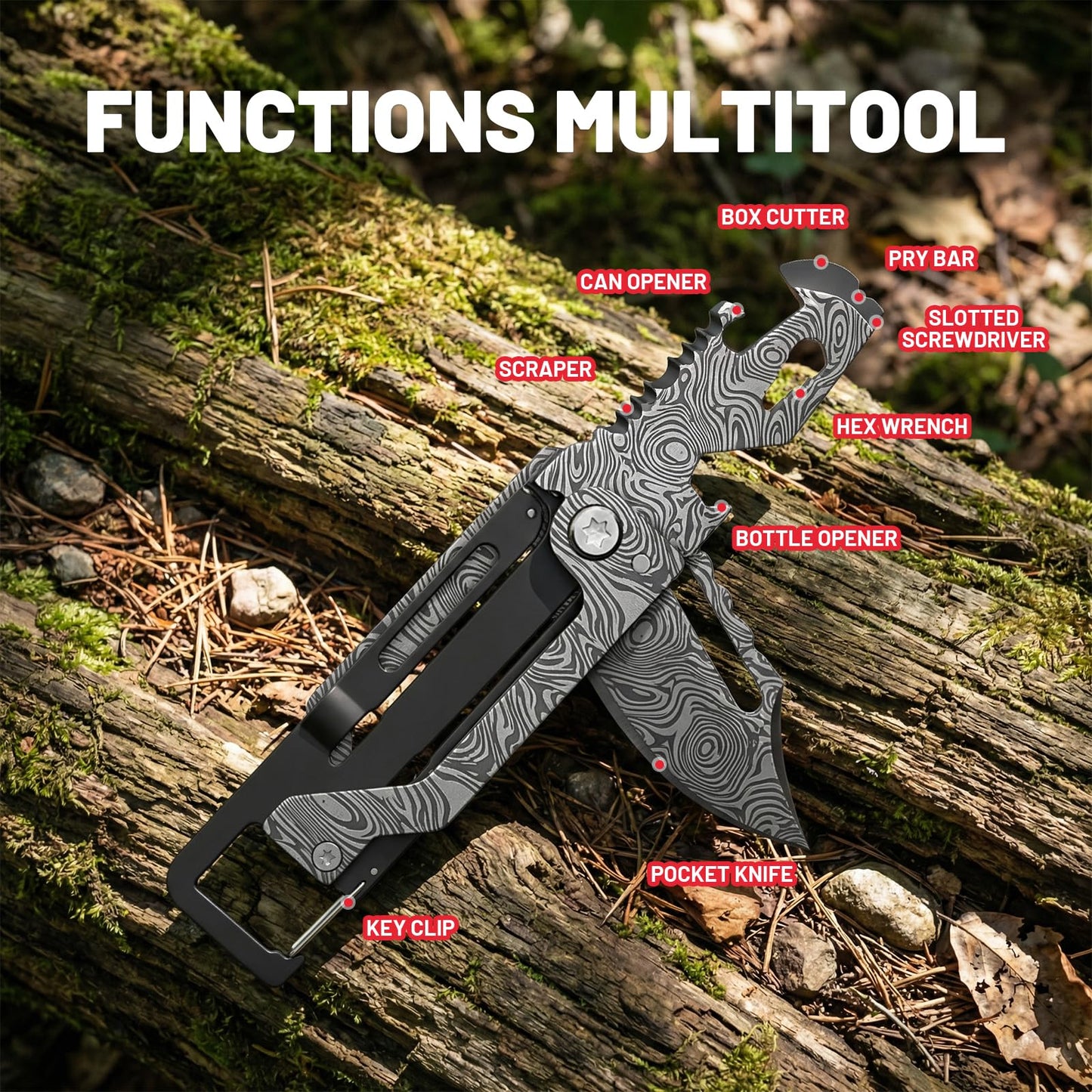 9-in-1 EDC Mini Multitool Knife, Folding Utility Knife, Screw Wrenches, Bottle Opener, Screwdriver, Small Pocket Knife For Outdoor, Camping, Hiking, Gifts For Men Women