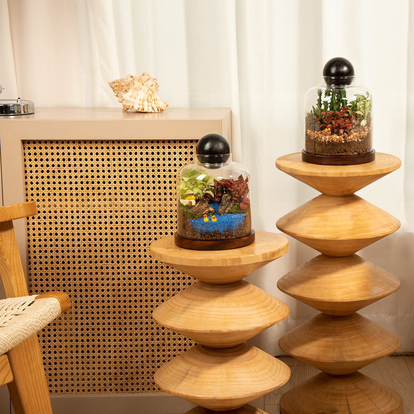 Yangbaga Large Glass Terrarium Succulent Plant Terrarium House for Plant/Moss Ball/Glass Fish Tank Mini Table with Wood Base & Ball lid Office Home Decoration