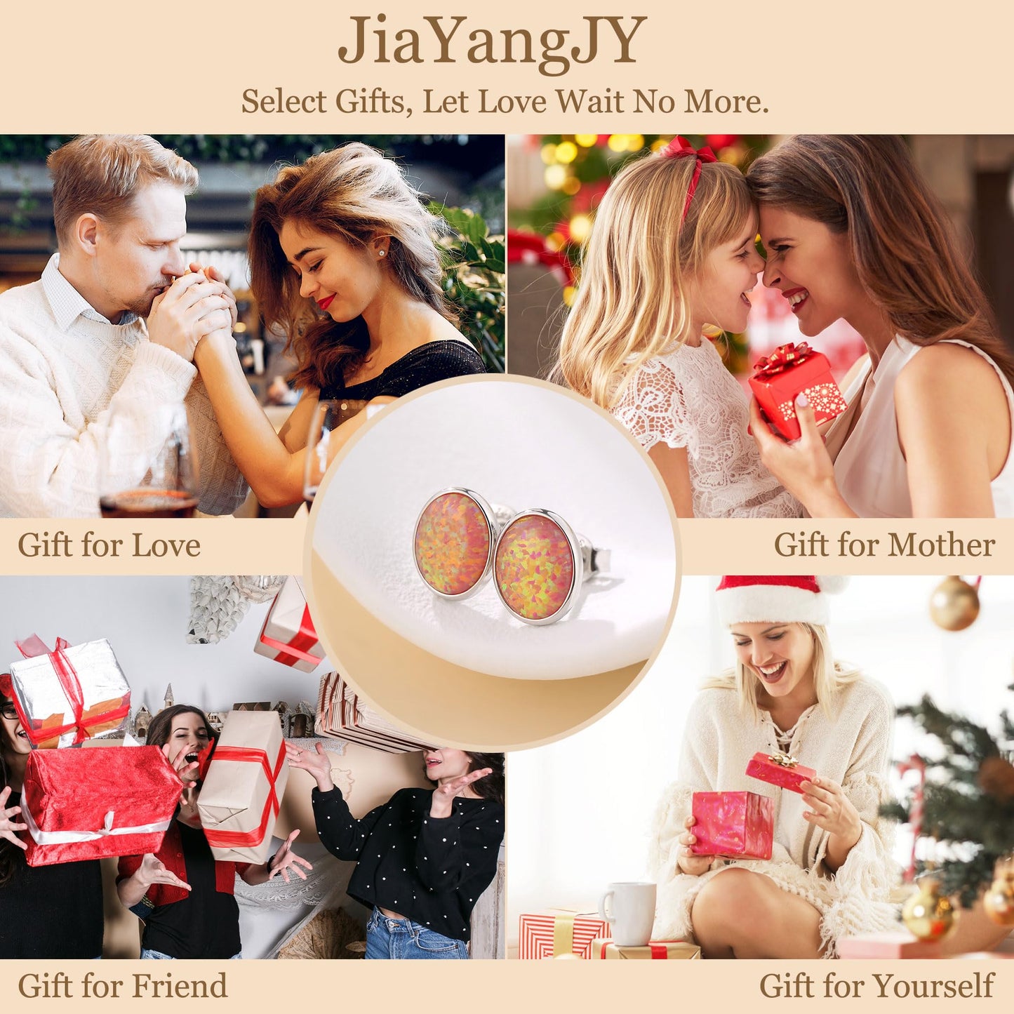 JiayangJY Silver Red Fire Opal Stud Earrings for Women Sterling Silver Oval Shape 6mm Opal Earrings with Push Back