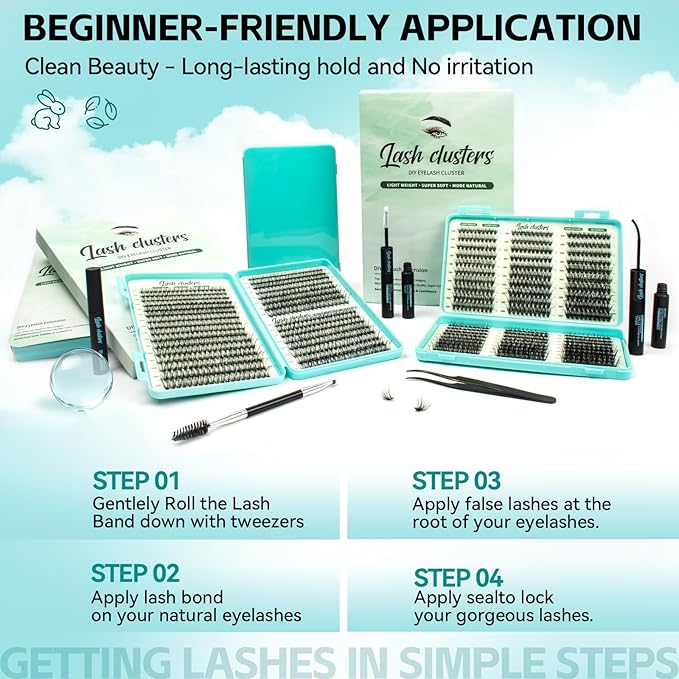 Wispy Lash Clusters, Individual Cluster Lashes 30D 40D, DIY Cluster Eyelash Extensions for Natural Wispy Look, Soft Lightweight Individual Lash Clusters for At-Home Lash Extension
