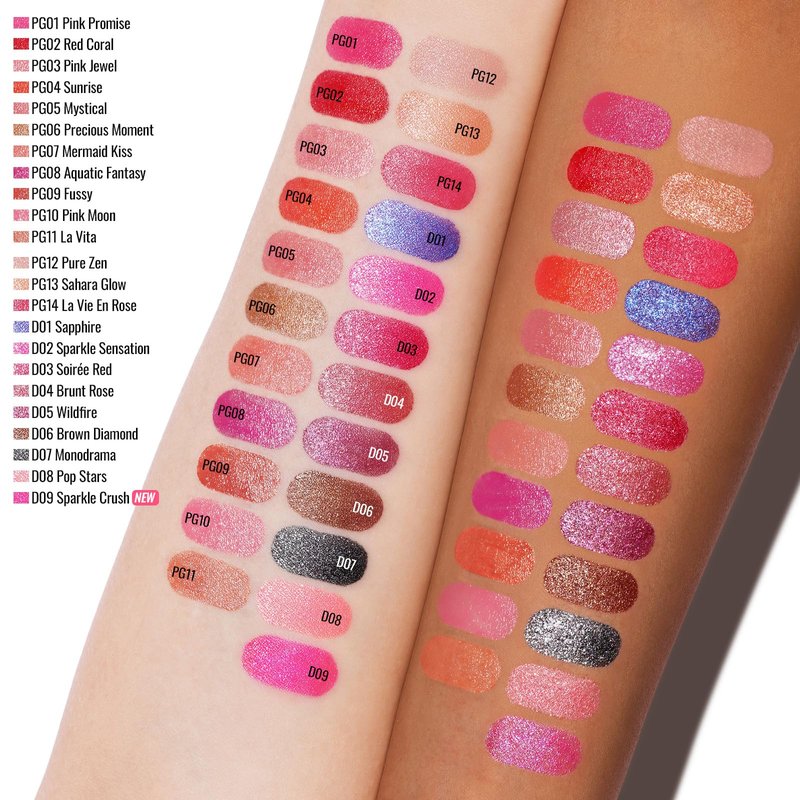 Oulac Pink Shimmer Lipstick for Women, Infinity High Shine Finish, Hydrating Lip Color Infused with Damask Rose Oil for All-Day Comfort, Gluten-Free Vegan Beauty, D02 Sparkle Sensation