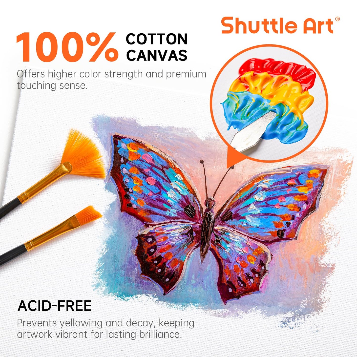 Shuttle Art 52 Pack Canvas for Painting, Multi-Size 5x5/6x6/8x8/10x10 Inch Blank Canvas Boards for Painting, 100% Cotton Primed White Art Canvas, Ideal Art Supplies for Kids Adults Acrylic OilPainting