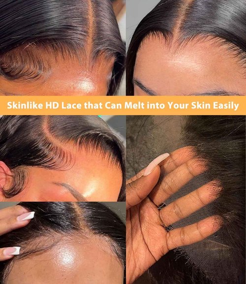 Mlip 5x5 HD Lace Closure Body Wave, 0.10mm Ultra Thin Invisible Swiss Lace, Skinlike Real HD Lace Melt into Skin Perfectly, Pre-plucked Natural Hairline, Raw Indian Human Hair 14 Inches