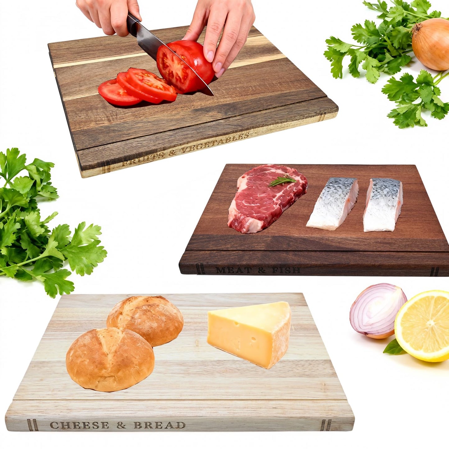 Acacia Wood Cutting Board Book Set, 3-Piece Decorative Chopping Boards with Stand | Book-Shaped Design| Dishwasher Safe for Easy Cleaning | Ideal for Meat, Vegetables | Unique Gift for Home Cooks