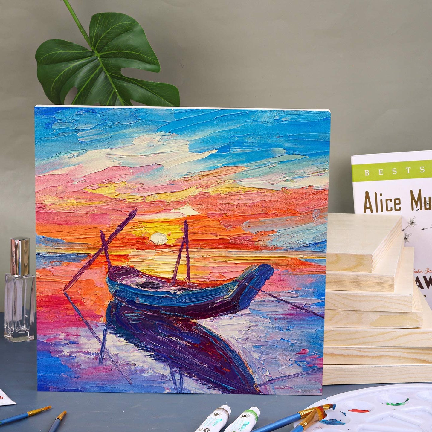ADXCO 8 Pack Wood Panels 12 x 12 Inch Unfinished Wood Canvas Wooden Panel Boards for Painting, Pouring, Arts Use with Oils, Acrylics