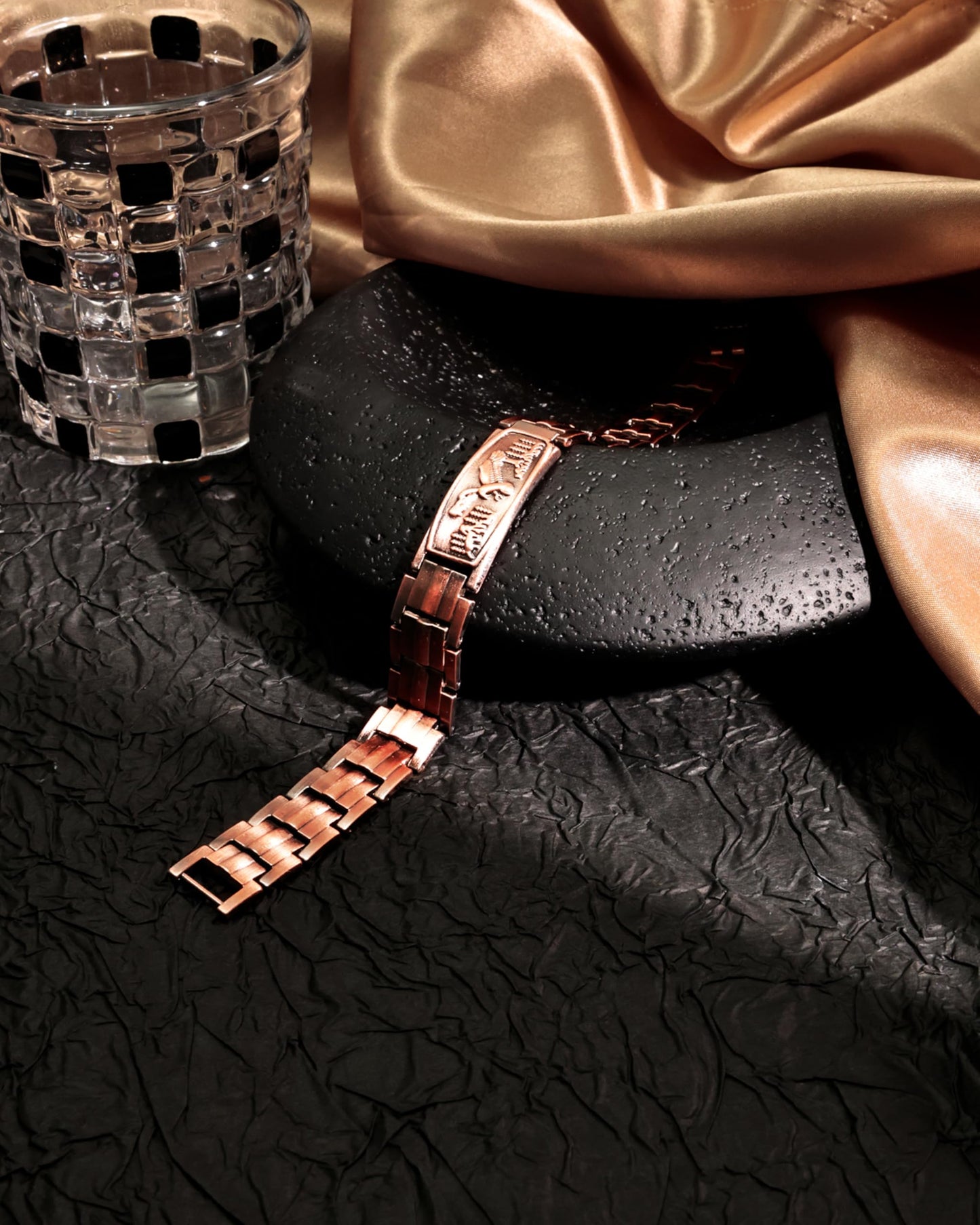 Desnuage Copper Bracelet for Men - Vintage Adjustable Magnetic Copper Bracelet Engraved Eagle Design Retro Men Copper Jewelry Daily Wear Health Bracelet