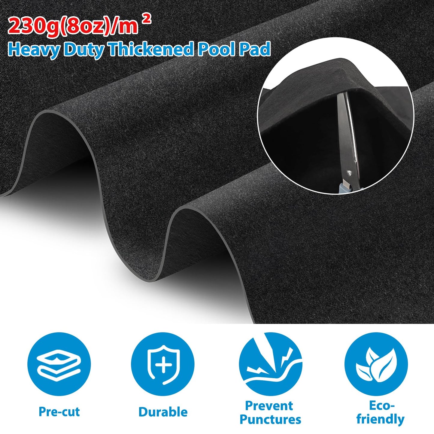 Thickened Pool Liner Pad for Above Ground Pool, 10’x 7’ Rectangle Under Pool Mat Padding, Pool Ground Pad Mat Under Pool for Pool Bottom, Prevent Punctures, Extend Liner Life
