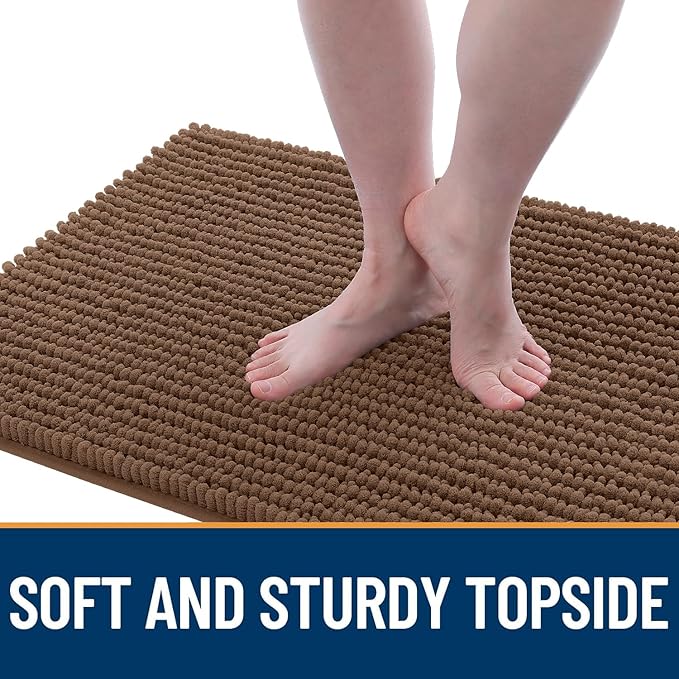 OLANLY Dog Door Mat for Muddy Paws 30x20, Ultra Absorbent Chenille Mud Doormat, Non-Slip Washable and Dirt Trapping Doormat for Indoor Entryway, Quick-Dry Indoor Pet Bed Mats for Dogs, Mocha