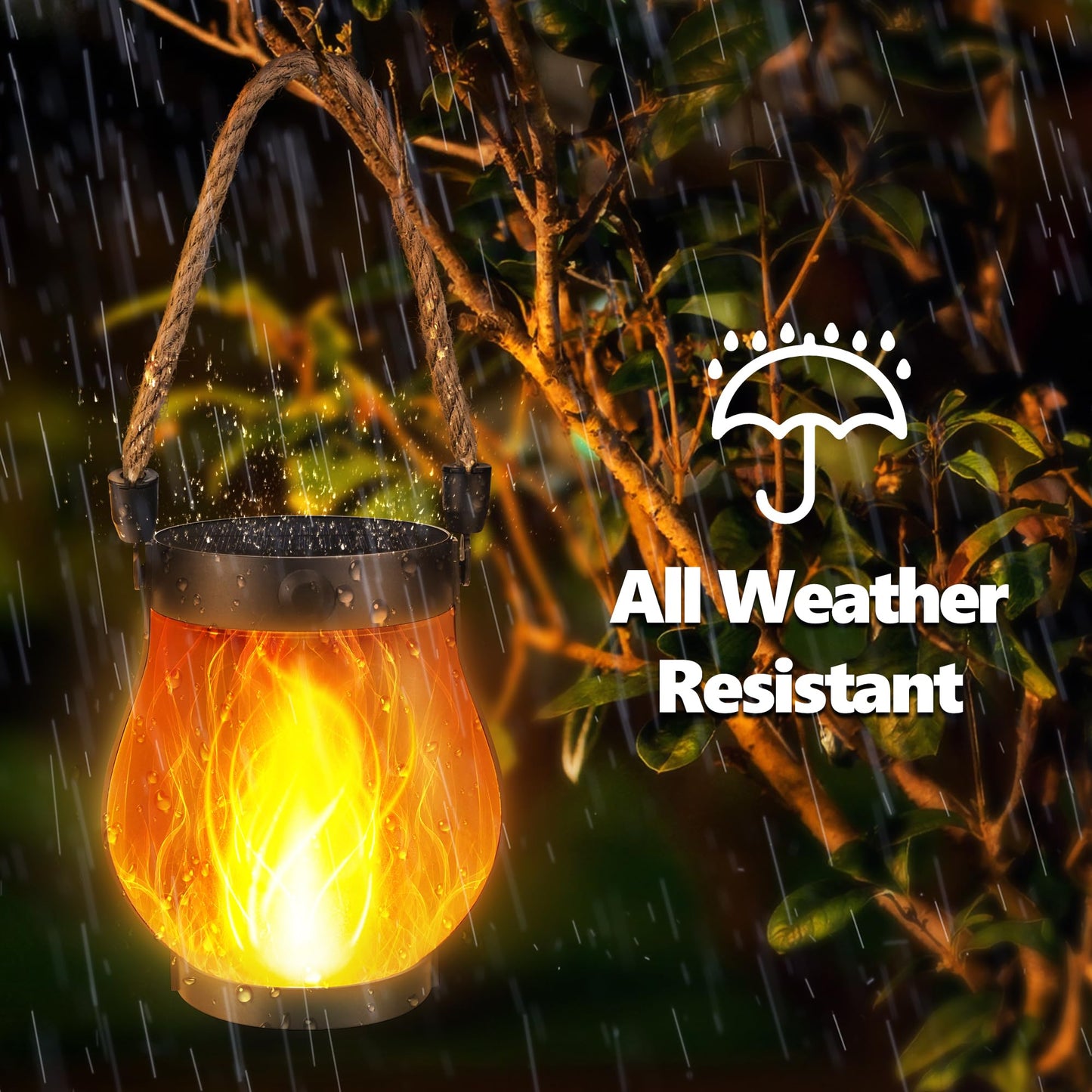 Jyoiat Solar Lanterns Outdoor Waterproof - 2 Pack everflame Solar Lantern with Dual Charging Modes of Solar & USB for Garden Yard Patio Birthday Mothers Day Gifts for Women (Warm White - 2 Pack)