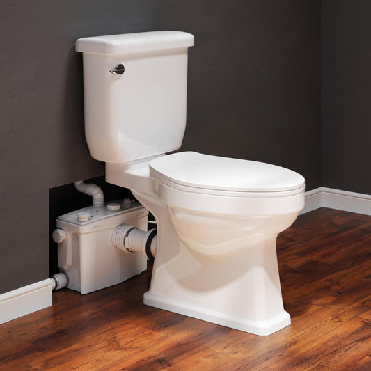 800Pro Macerating Toilet with Pump–Upflush Toilet System for Basement/Attic, 4 Water Inlets & AC Vent, 36ft Vertical Lift, Dual Flush, Easy Install,17.7" Elongated Toilet