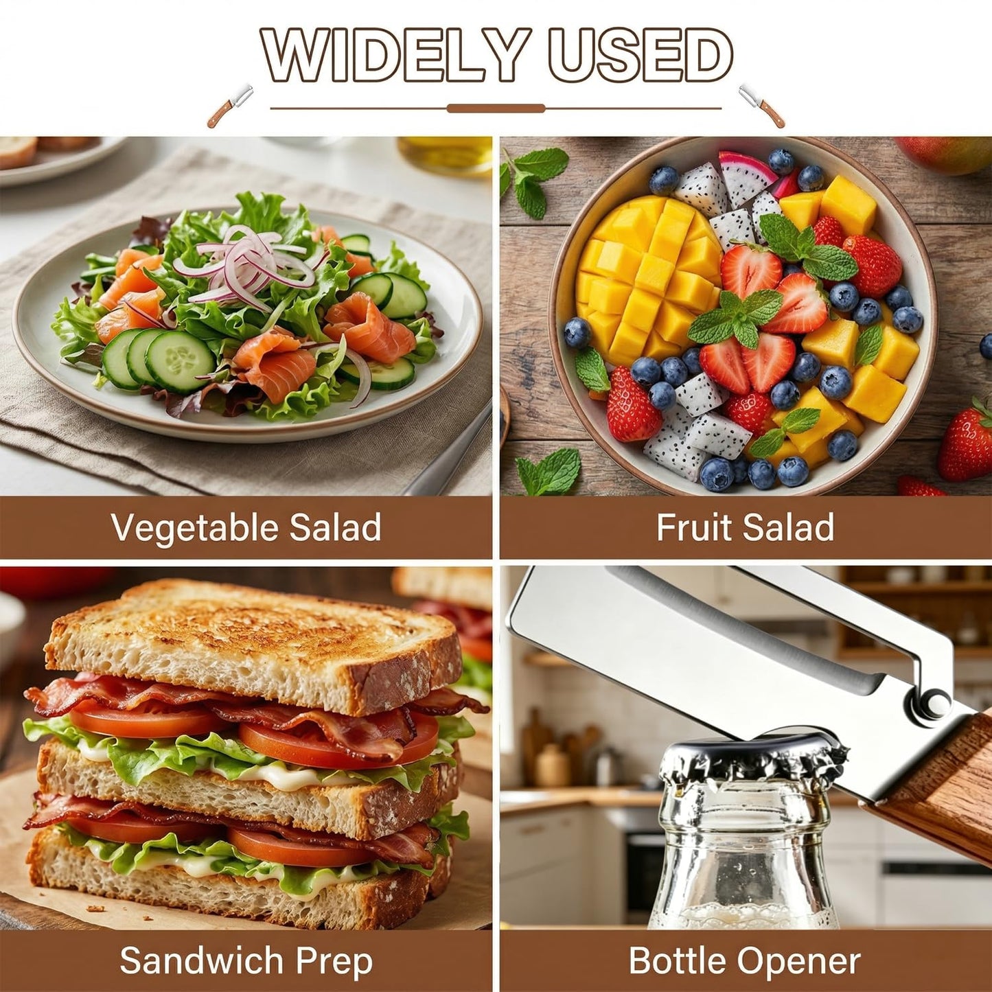 MultiFunctional Vegetable Peeler for Kitchen, Vegetable Peeler with Wooden Handle and Bottle Opener, 2-in-1 Stainless Steel Kitchen Peelers for Fruit Veggie Apple Potato Pumpkin Papaya(2PCS)