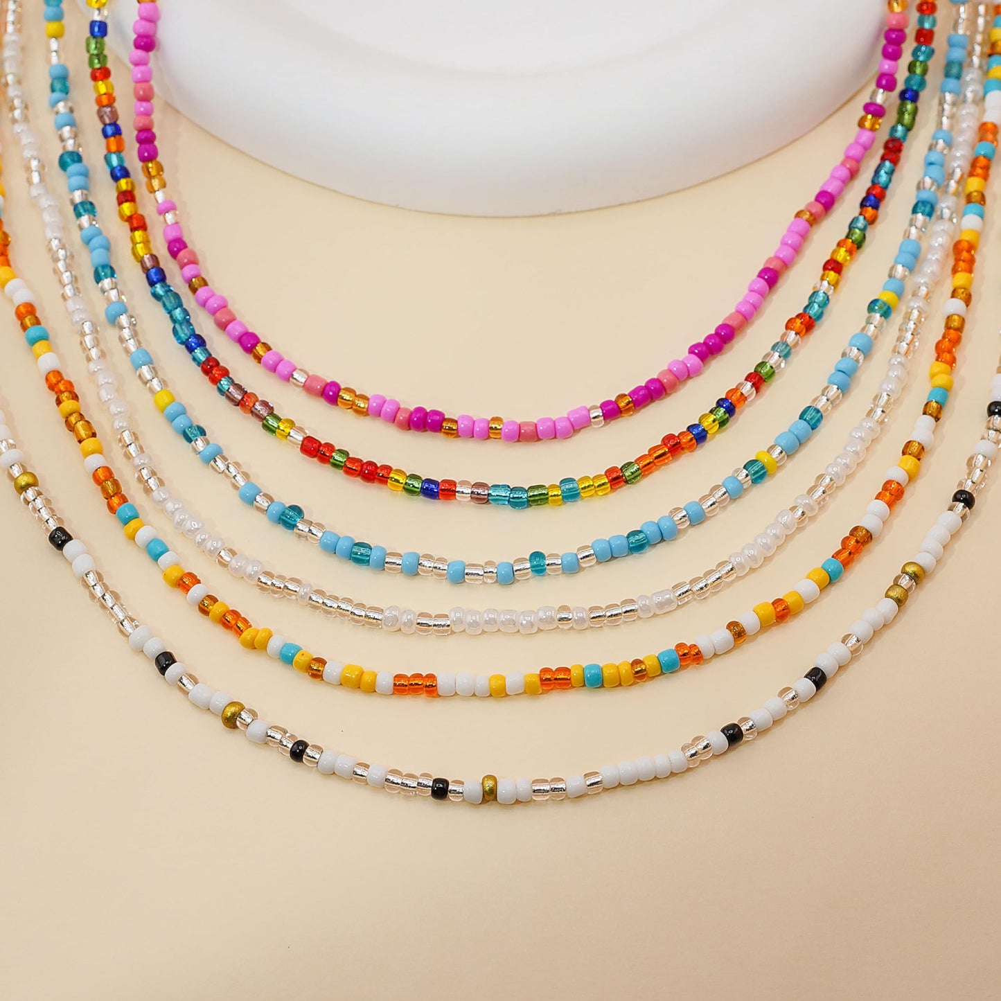 Lameybrt Cowrie Shell Surfer Necklaces, Hawaiian Beach Handmade Choker Set for Women, White Rice Bead with Black Accents, Bohemian Summer Seashell Choker 2 Piece Set, Perfect for Summer Beach Vacation, Birthday, Mother’s Day & Holiday Gifts (R05 Blue)