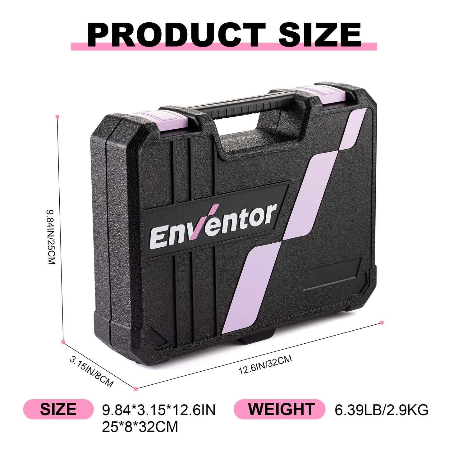 Enventor Pink Tool Kit Set for Women, 146PCS General Household Hand Tool Kit with Storage Toolbox, Ladies Small Basic Tool Kits for Home Maintenance, DIY Projects