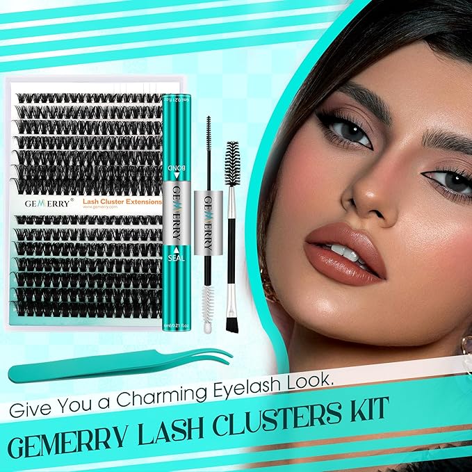 Lash Clusters Fluffy Cluster Lashes Extensions Thick 280pcs D Curl Eyelash Clusters DIY At Home Individual Lashes Extension by GEMERRY（80P-10-18mm)