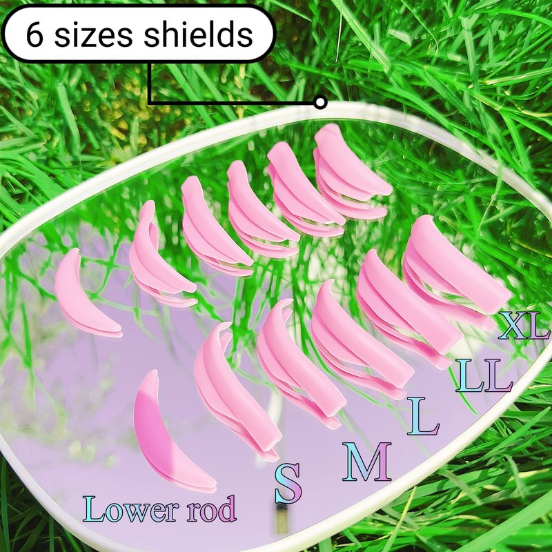 Lash Lift Pads Shield, DIY Eyelash Lift Pad, Perm Rods 6 Size Lifting Eyelashes Up Rapidly Super Curl Lami Lamination Roller Guards 6 Pairs Easily Stay on Eyes Well Soft Silicone(Mega L curling)