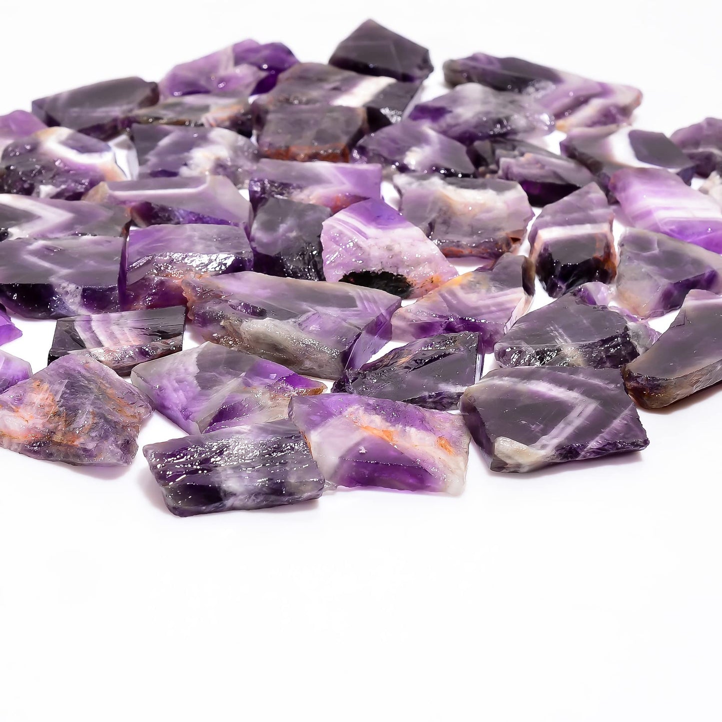Natural Chevron Amethyst Raw Slice Gemstone- Healing Crystals for DIY Jewelry Making -Loose Natural Cabochon -Perfect for Crafting Unique Jewelry Designs (5 pcs, 25-35 mm)