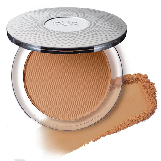 PUR Beauty 4-in-1 Pressed Mineral Makeup Powder Foundation with SPF 15 - Concealer & Finishing Compact Pressed Powder for Face - Buildable Medium to Full Coverage Foundation Powder (Deep)