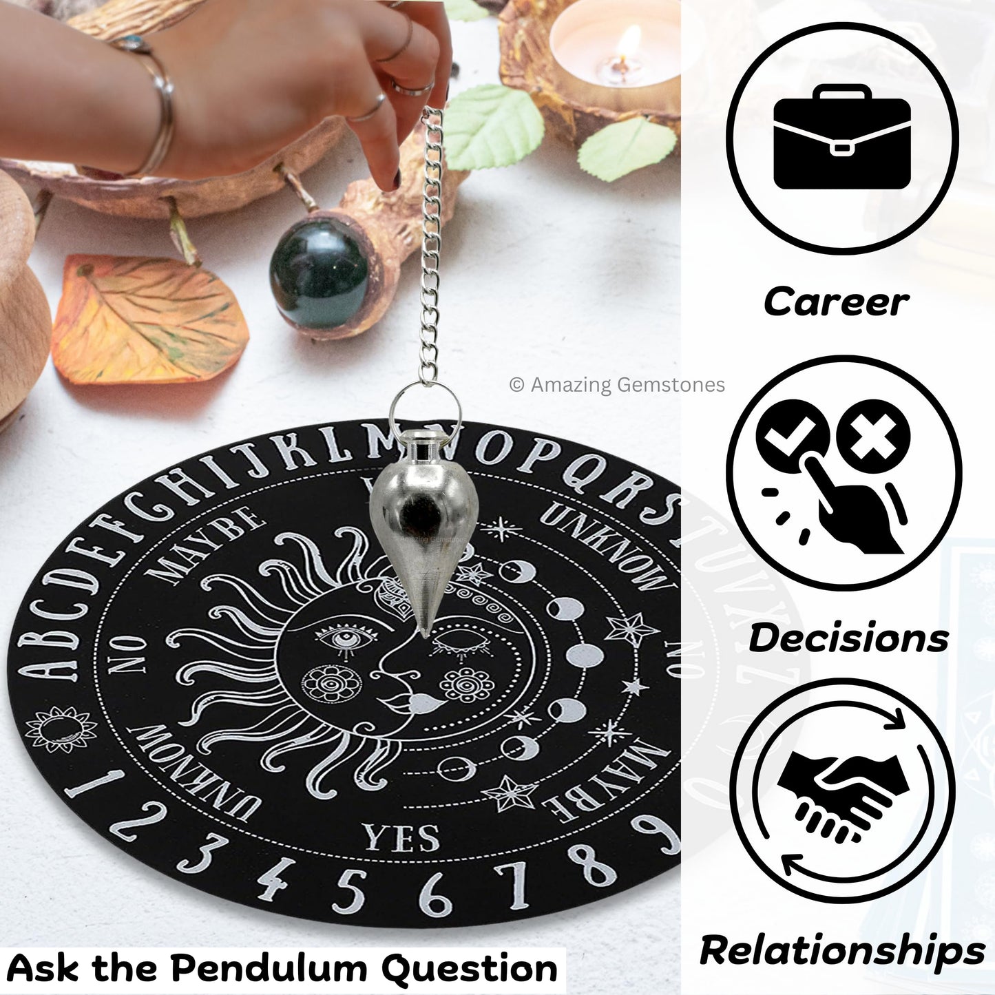Amazing Gemstone Healing Metal Pendulums for Divination, Silver Cone Steel Copper Pendulum High Energy Pendulo de Bronce Pendulos de Mesa MP1