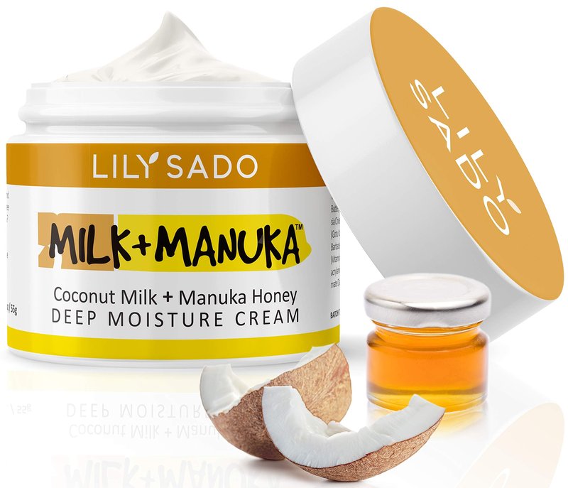 LILY SADO MILK+MANUKA™ Coconut Milk & Manuka Honey Natural Face Moisturizer - Non Greasy Organic Facial Cream with Cocoa Butter & Gotu Kola - Amazing Anti-aging, Cruelty-Free Formula. For Women & Men