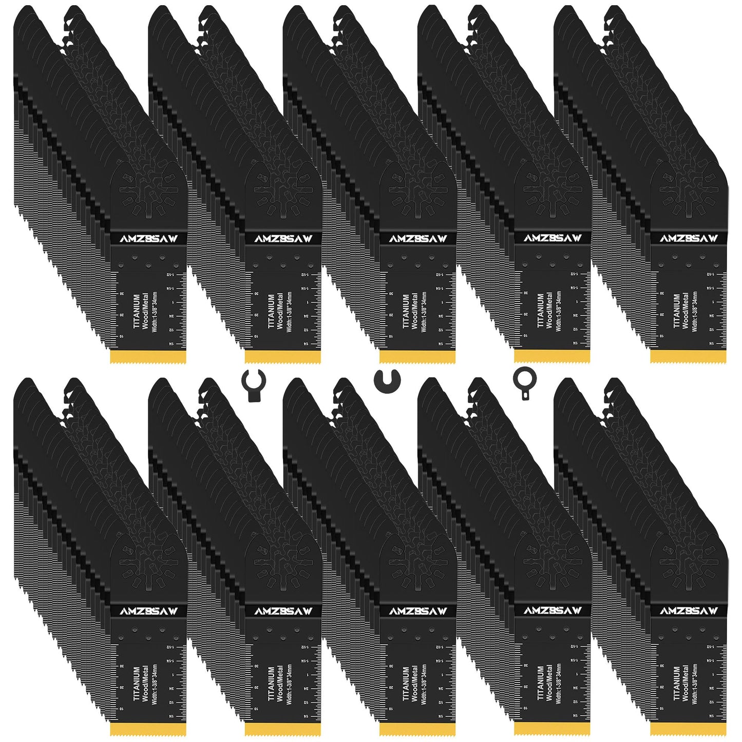 AMZBSAW 200 PCS Oscillating Tool Blades, Titanium and High Carbon Steel Saw Blades for Wood Metal and Plastic, Quick Release Multitool Blades Kits, Oscillating Tool Accessories Kit