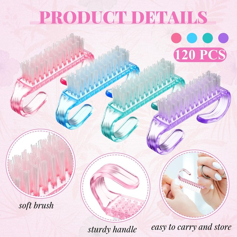 Patelai Nail Brushes for Cleaning Handle Grip Nail Brush Bulk Colorful Scrubber Fingernail Hand Toes Cleaning Brushes Pedicure Scrubbing Tool for Men and Women, Multicolor(100 Pcs)