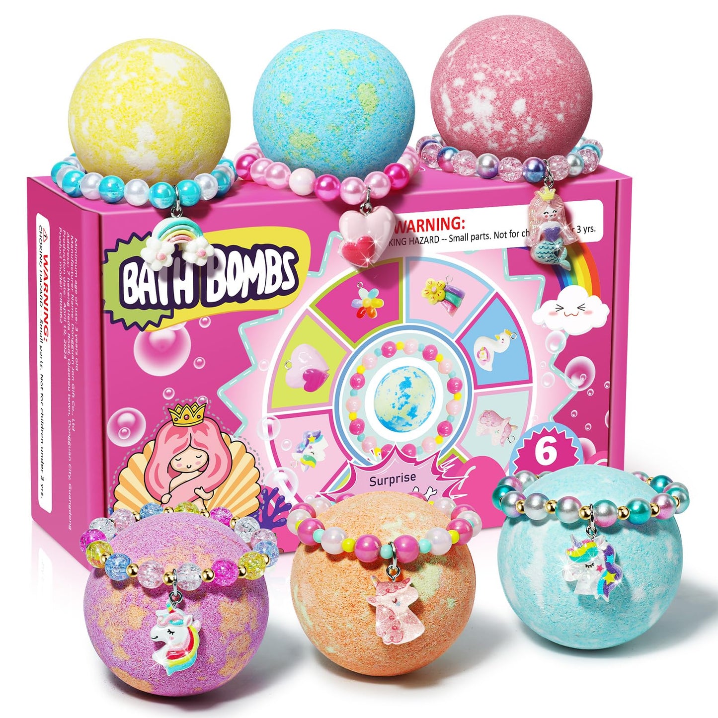 Unicorn Bath Bombs for Kids Girls with Bracelet Inside, sanyi Easter Basket Stuffers Bubble Bath Toys Birthday Gifts for 4 5 6 7 8 Year Old Girl Daughter Granddaughter