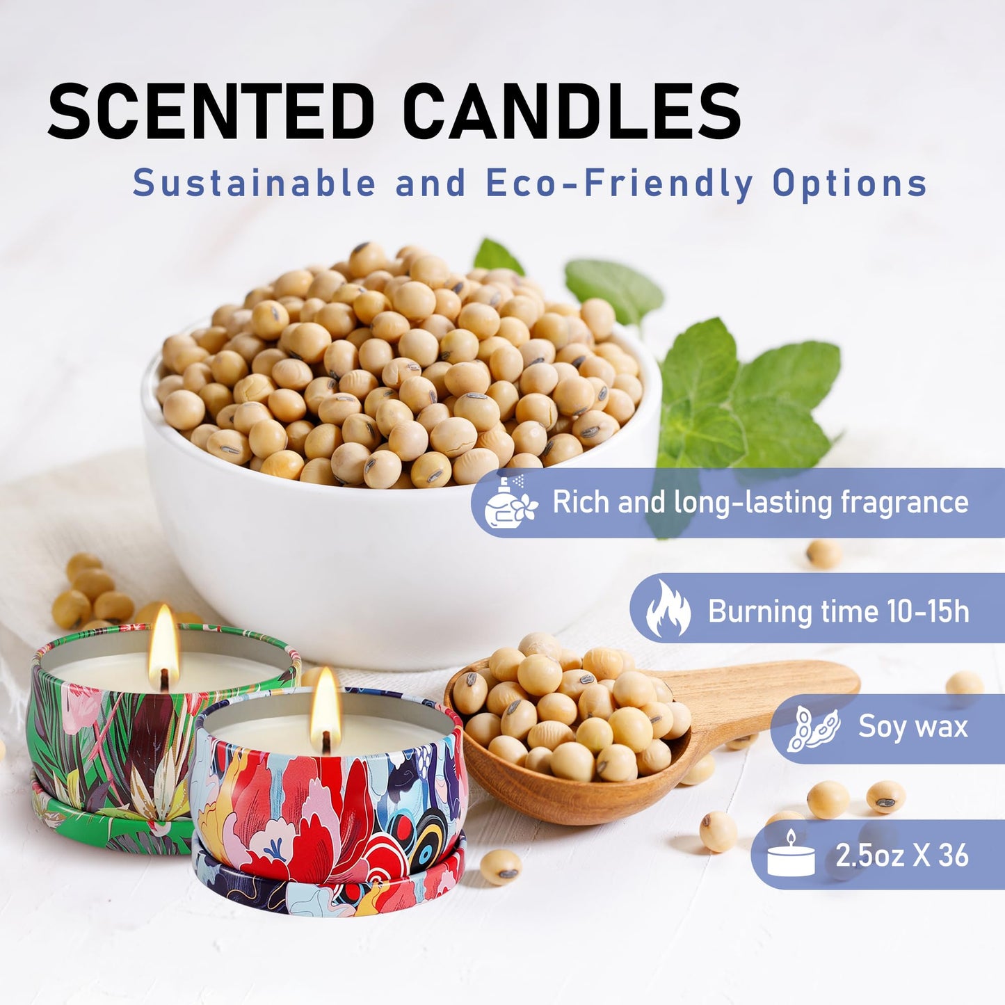 WPONSZU Set 36Pack Scented Candles,Candvent Calendar 2025,Gifts Soy Wax Travel Tin Jar Candles for Home 2.5 OZ jar Candles for Mom for Christmas, Birthday, Thanksgiving, Mother's Day