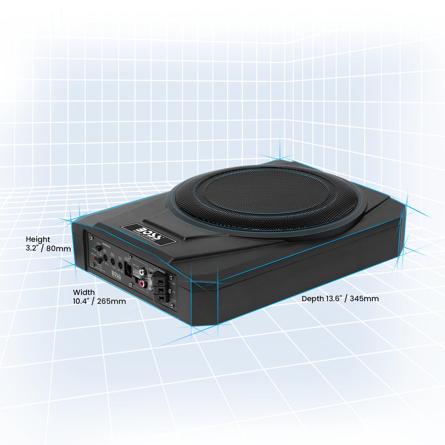 BOSS Audio Systems BASS10 10 Inch Powered Under Seat Car Subwoofer - 1000 Watts Max, Single 4 Ohm Voice Coil, Remote Subwoofer Control, Sold Individually