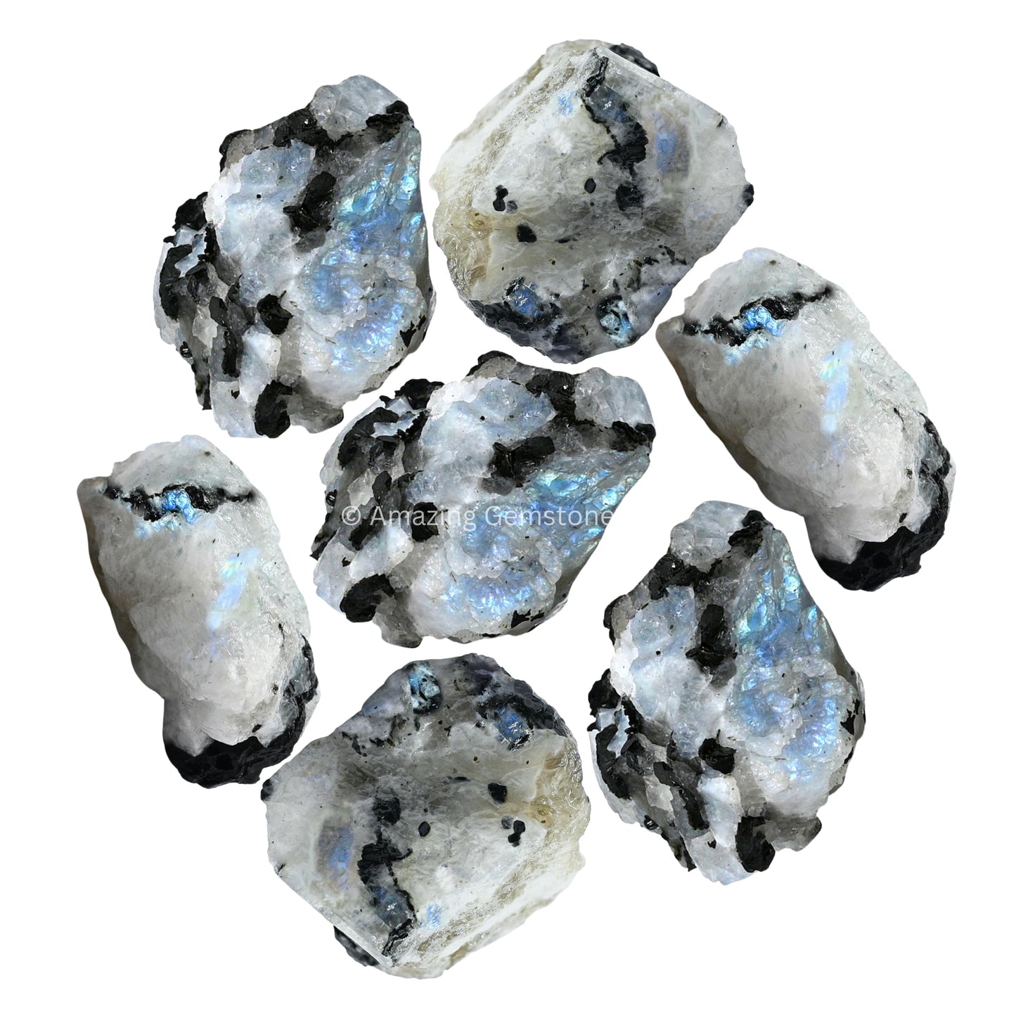 Amazing Gemstone Rainbow Moonstone Raw Crystals and Healing Stones, Natural Rocks for Tumbling and DIY Raw Stones and Crystals (1 lb)