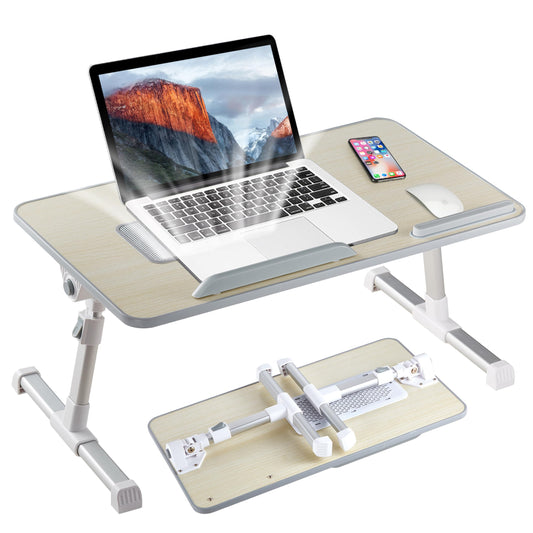8AMTECH Adjustable Laptop Table with Cooling Fan - Desk for Working, Reading, Writing, Drawing and Eating in Bed, Sofa, Floor, Couch