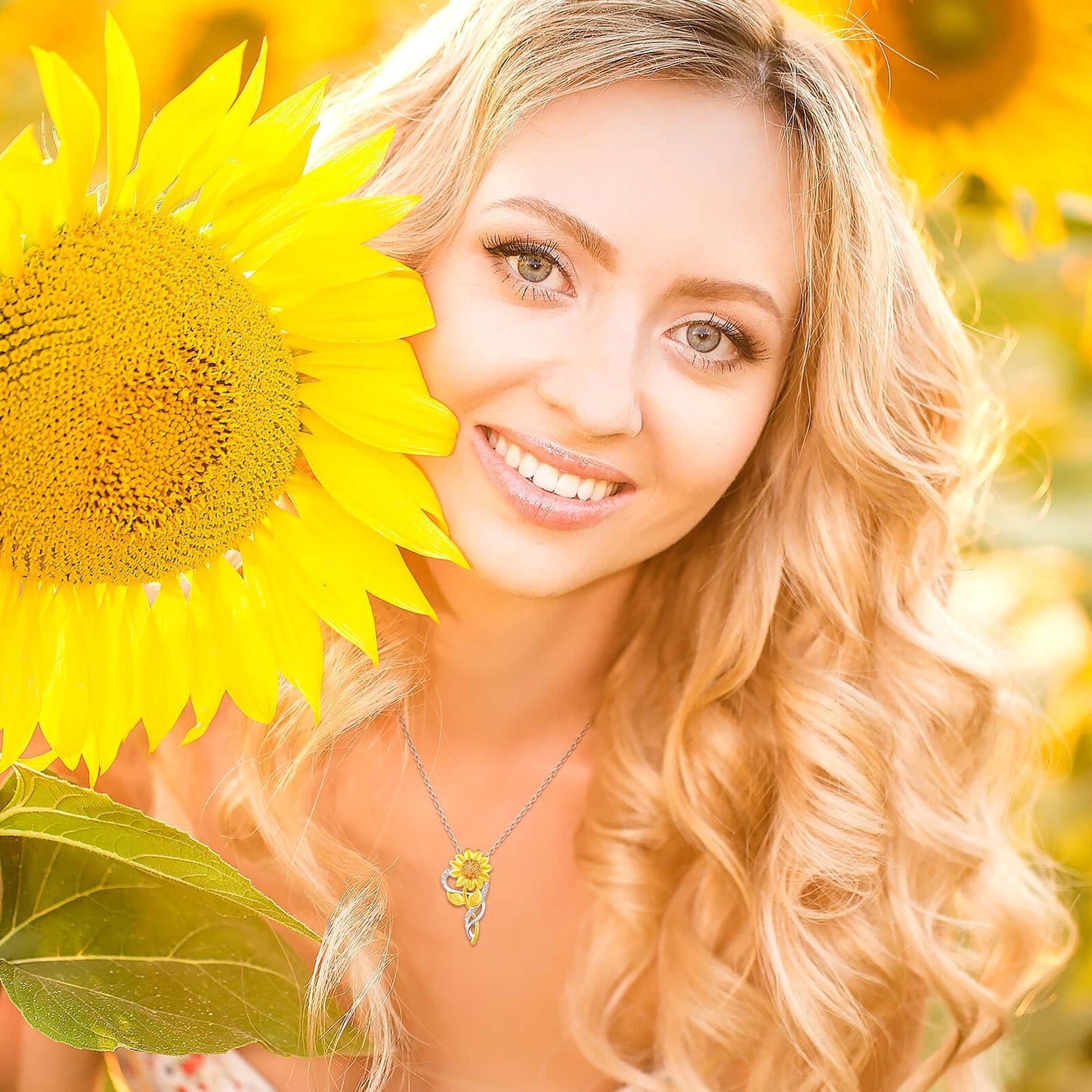 oGoodsunj Mothers Day Gifts Sunflower Necklace for Women Sterling Silver Sunflower Jewelry Set Anklet Bracelet Earrings You Are My Sunshine Pendant Gifts for Mom Daughter Wife (Sunflower Necklace)