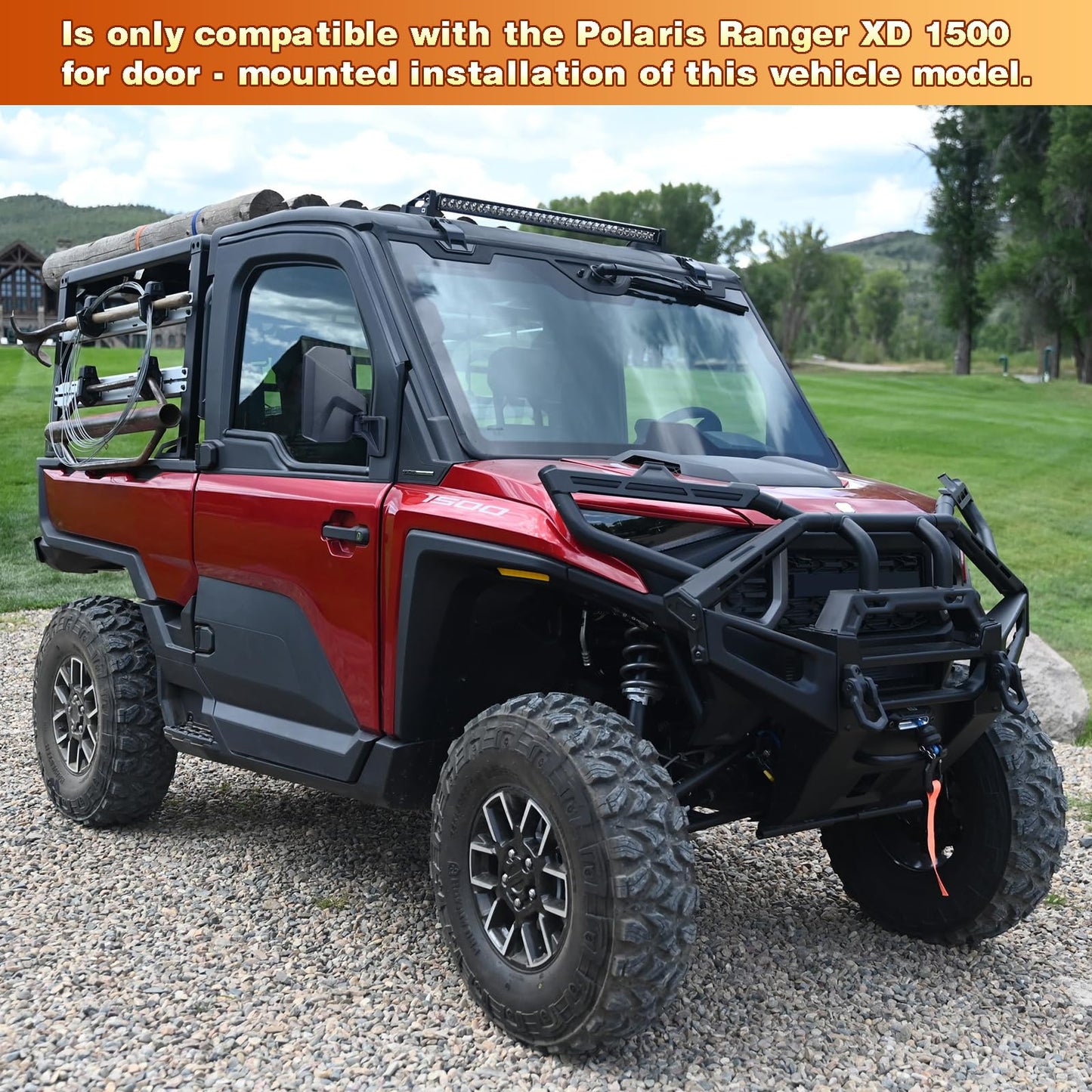 SHEJISI UTV XD 1500 Side Mirrors Door Mounted | UTV Mirrors – Compatible Only with Polaris Ranger 1500 XD/Crew, Its Spring-Back Feature Enables Easy Post-Folding Reset for Improved Driving Experience
