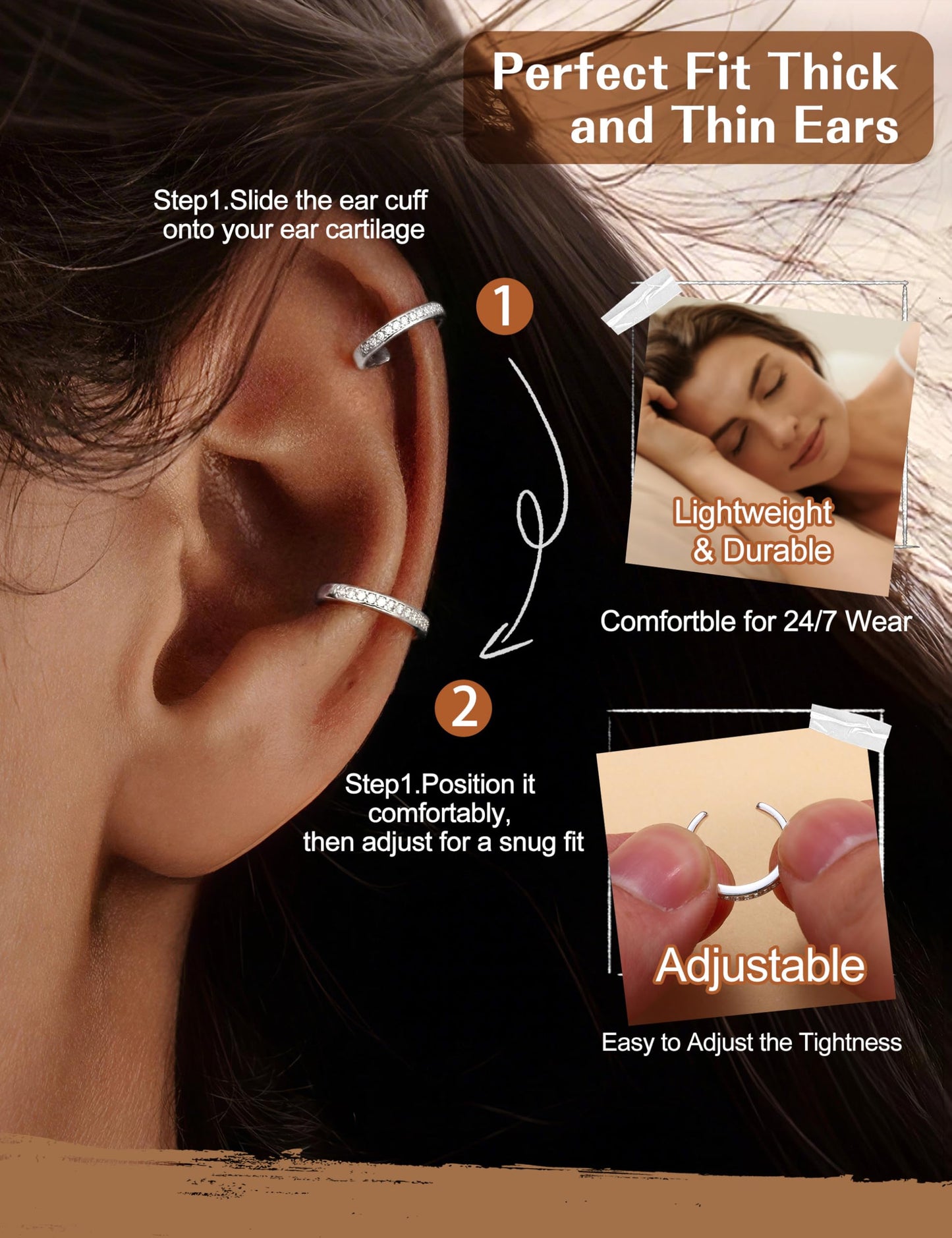 4 Pairs Ear Cuffs Non Piercing - Silver Plated Ear Cuffs Earrings for Women Trendy Ear Cuff for Non Pierced Ears Clip On Carrtilage Earring Lightweight Adjustable Fake Earrings Set Classic