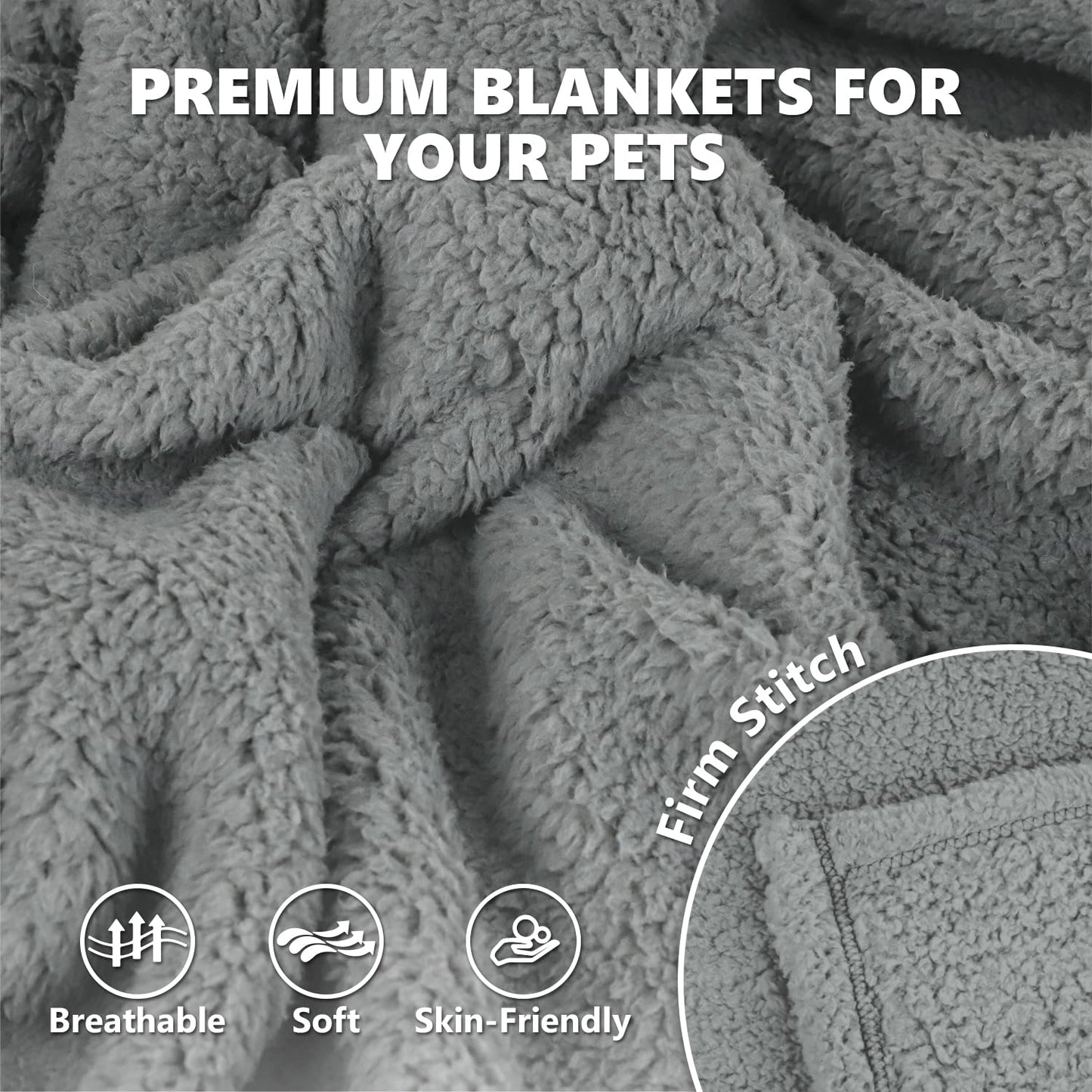 furrybaby 1 Pack 2 Puppy Blankets for Medium Dogs Super Soft Premium Sherpa Pet Calming Blankets for Cat Bed Couch Car and Indoor Washable Fleece Dog Blankets(32"x40", Grey&Grey)