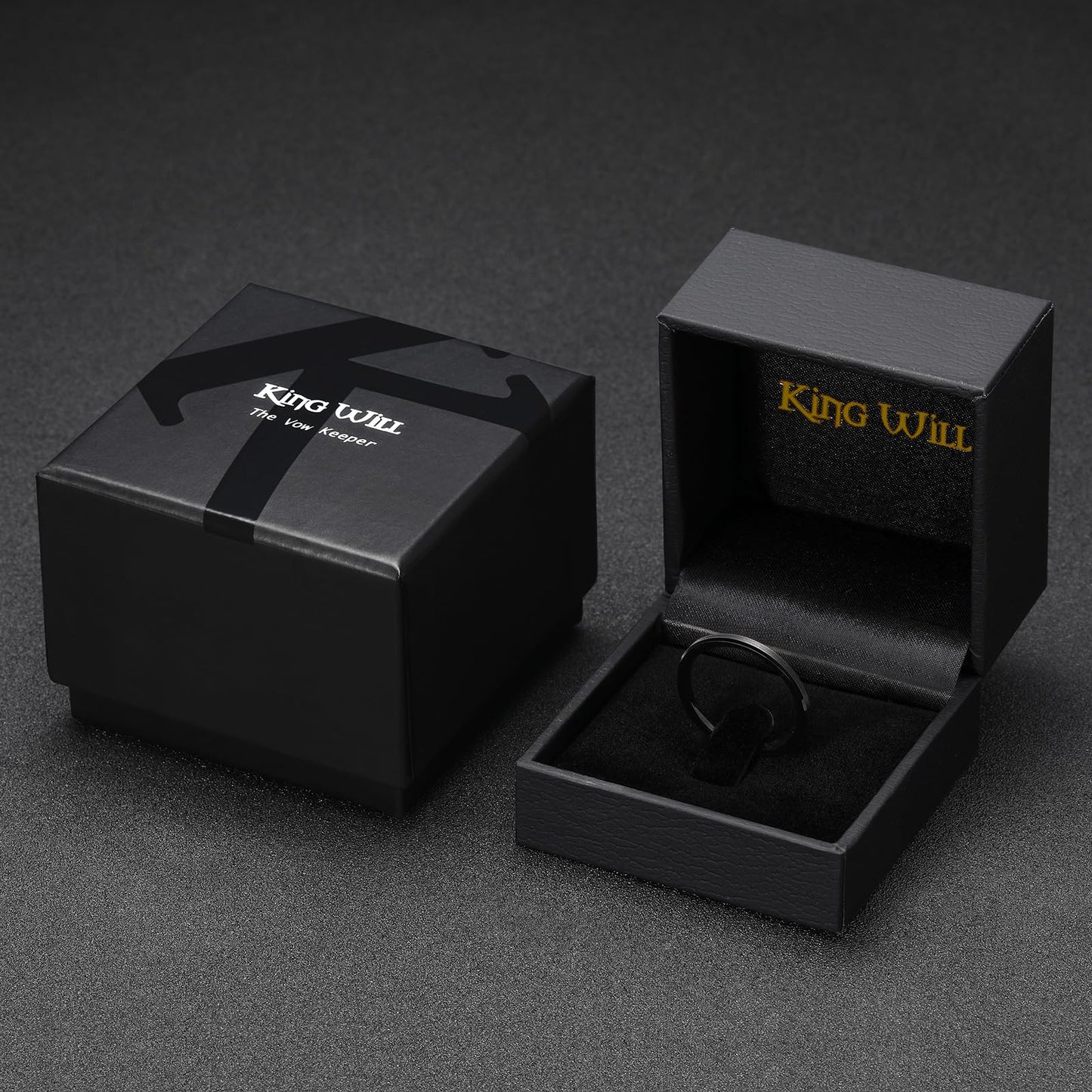 King Will 2mm Black Tungsten Men's Wedding Band - Brushed Matte Finish, Beveled Polished Edge, Comfort Fit Size 8