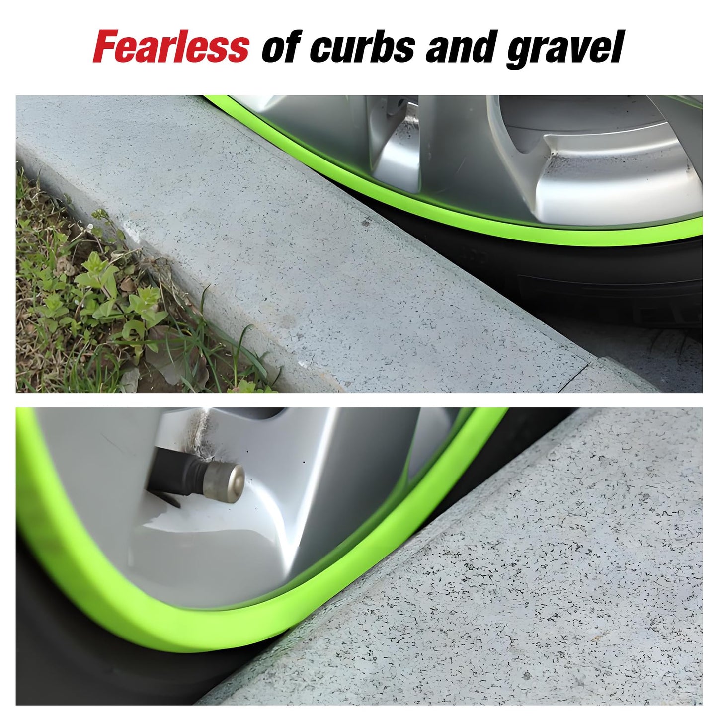 CRYRIMDRAGON 4-Pack Alloy Rim Protector for Car Wheels–Fits 12 to 24 Inch Wheels – No-Scratch Rim Guards for Curb Rash & Scuffs–Adhesive-Free Universal Fit Wheel Edge Protectors(Green)