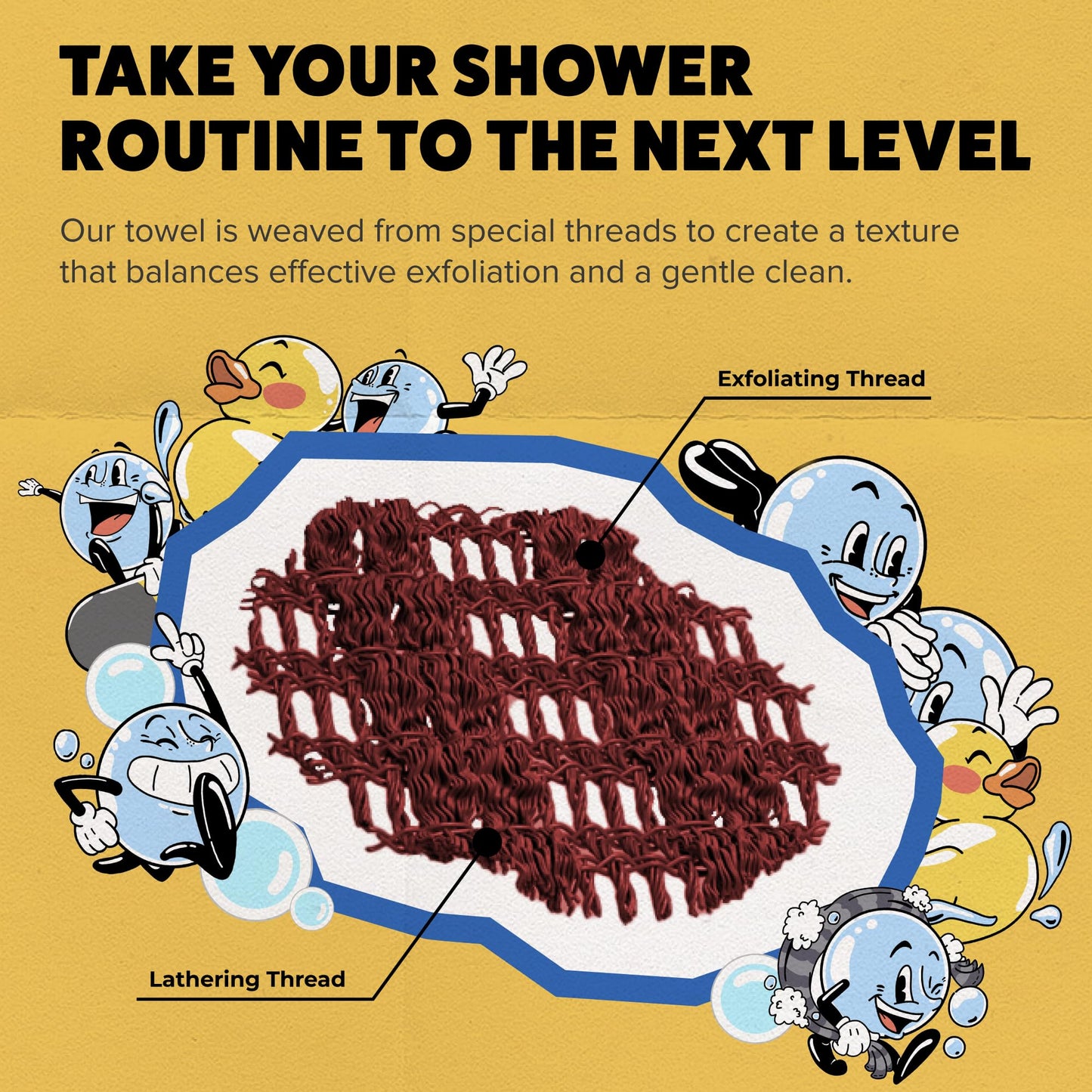 GOSHI Exfoliating Shower Towel - Rip-Resistant Exfoliating Washcloth for All Skin Types - Brick Red - Made in Japan
