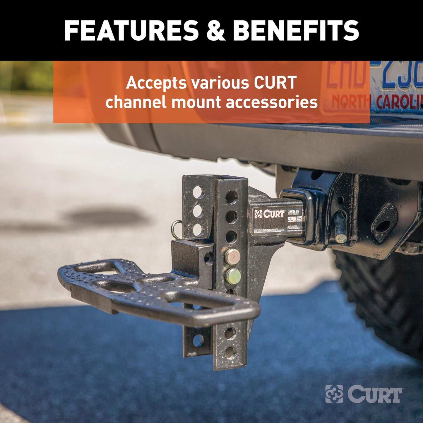 CURT 45900 Adjustable Trailer Hitch Ball Mount, 2-Inch Receiver, 6-Inch Drop, 2 and 2-5/16-Inch Balls, 14,000 lbs