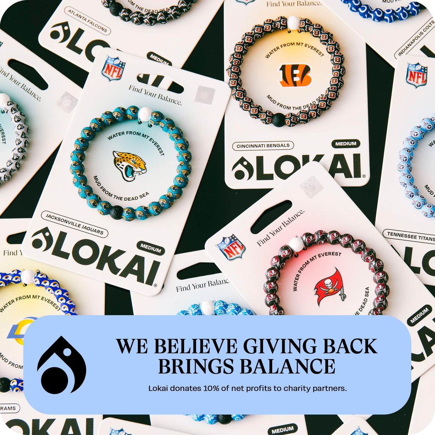 Lokai Silicone Beaded Bracelet for Men & Women, NFL Football Collection - Atlanta Falcons, Medium - Silicone Jewelry Fashion Bracelet Slides-On for Comfortable Fit