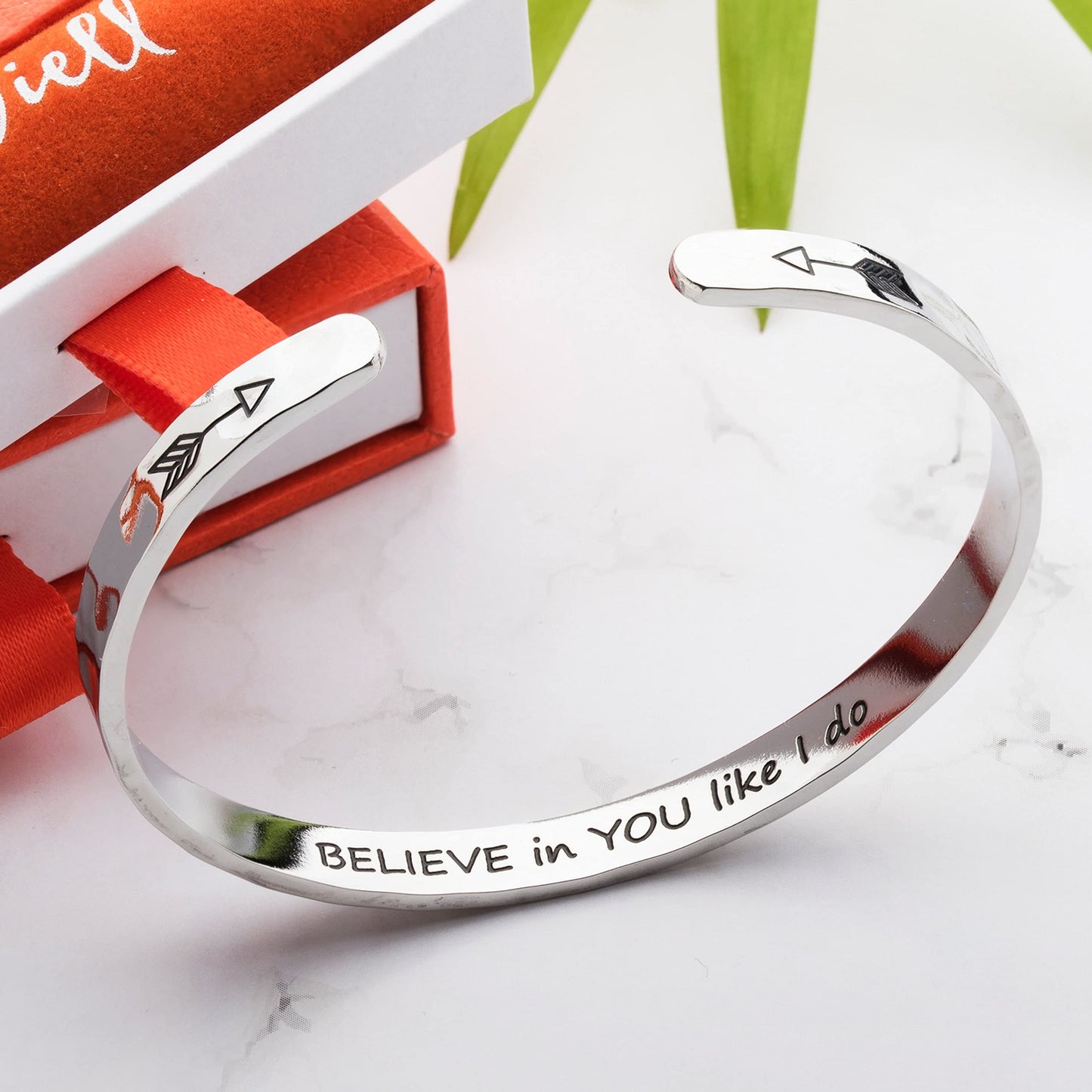 Carviell Bracelets Inspirational Gifts For Women, Engraved, Personalized Cuff Bracelet for Teens, Friends, Sister, Cousin, Colleague, Motivational Womens Gift Jewelry, Believe in You
