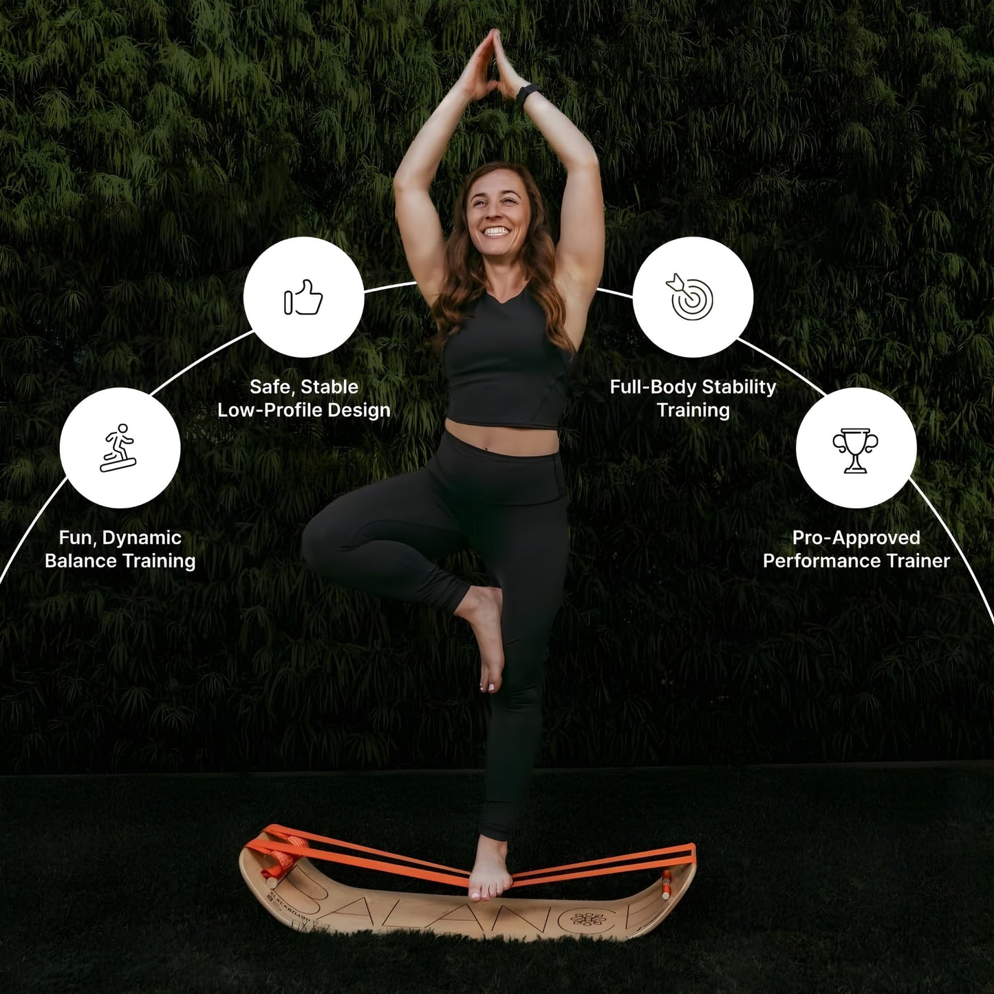 GIBBON SlackBoard Plus & Stand - 2-in-1 Slackline Balance Board for Adults - Workout Equipment Home Gym Training - Wooden Balance Trainer, Standing Desk Exercise, Yoga, Agility, Pilates, Core, Fitness