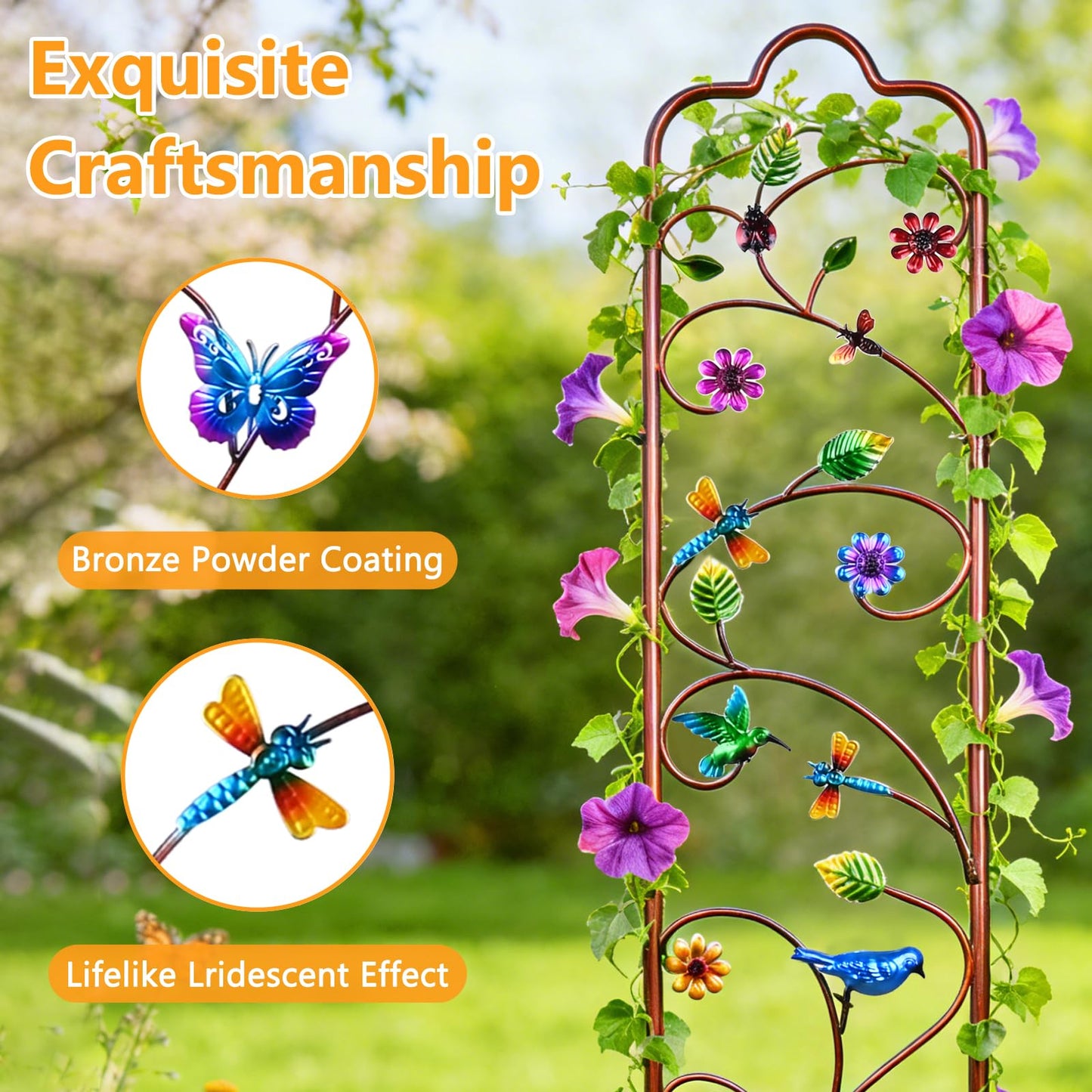2 Pack Garden Trellis for Climbing Plants, Metal Decorative Vegetables Flowers Vines Fence Trellis for Outdoor Patio 60'' H x 11'' W
