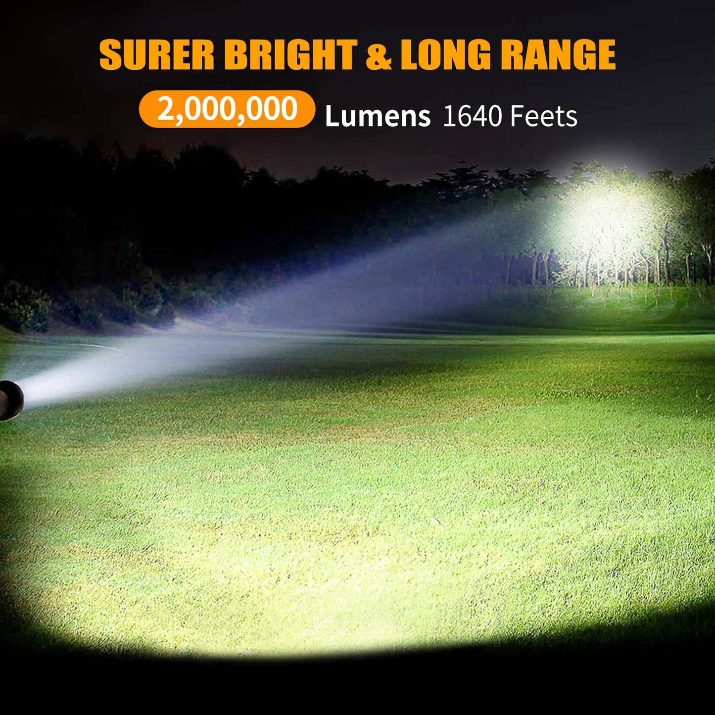 Rechargeable Spotlight, 2000000 LM Super Bright Spotlight Flashlight, Long Running Spot Light Searchlight, Outdoor Handheld LED Flashlight High Lumens with Solar Panels for Hunting Camping Boat