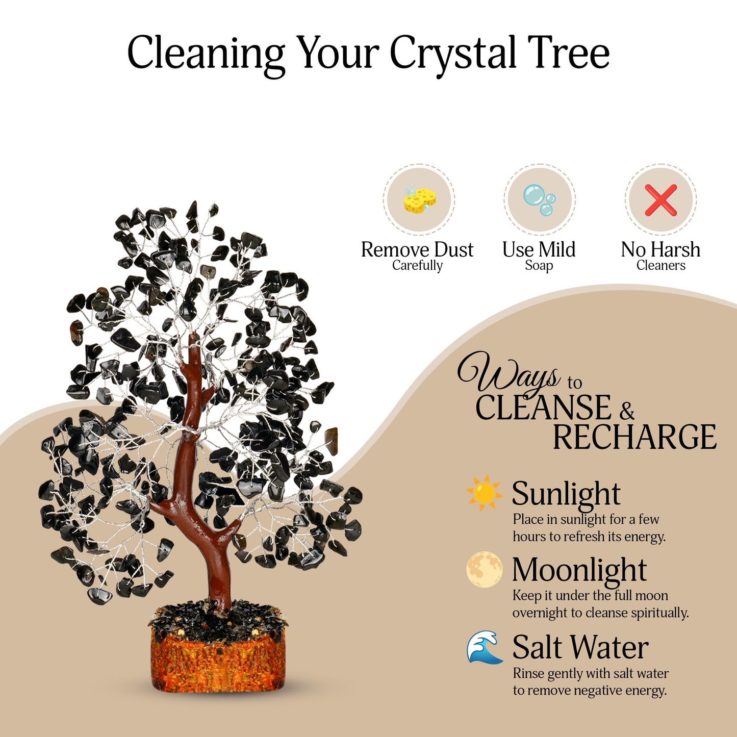 YATSKIA Black Tourmaline Gemstone Tree - Crystal Tree of Life - Crystals and Stones Home Office Decor - Good Luck Gifts for Women