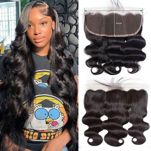 13x6 Lace Frontal Body Wave HD Transparent Frontal Ear to Ear 13x6 Lace Frontal Closure With Baby Hair Free Part 100% Virgin Human Hair Closure (16 Inch, 13×6 frontal)