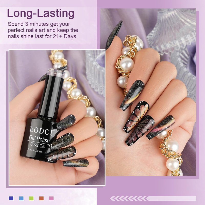 eodci 103 Colors Gel Nail Polish Set, Multi-Colored Gel Polish With 5 Pcs Base Coat Glossy Matte and Glossy Top Coat Nail Set