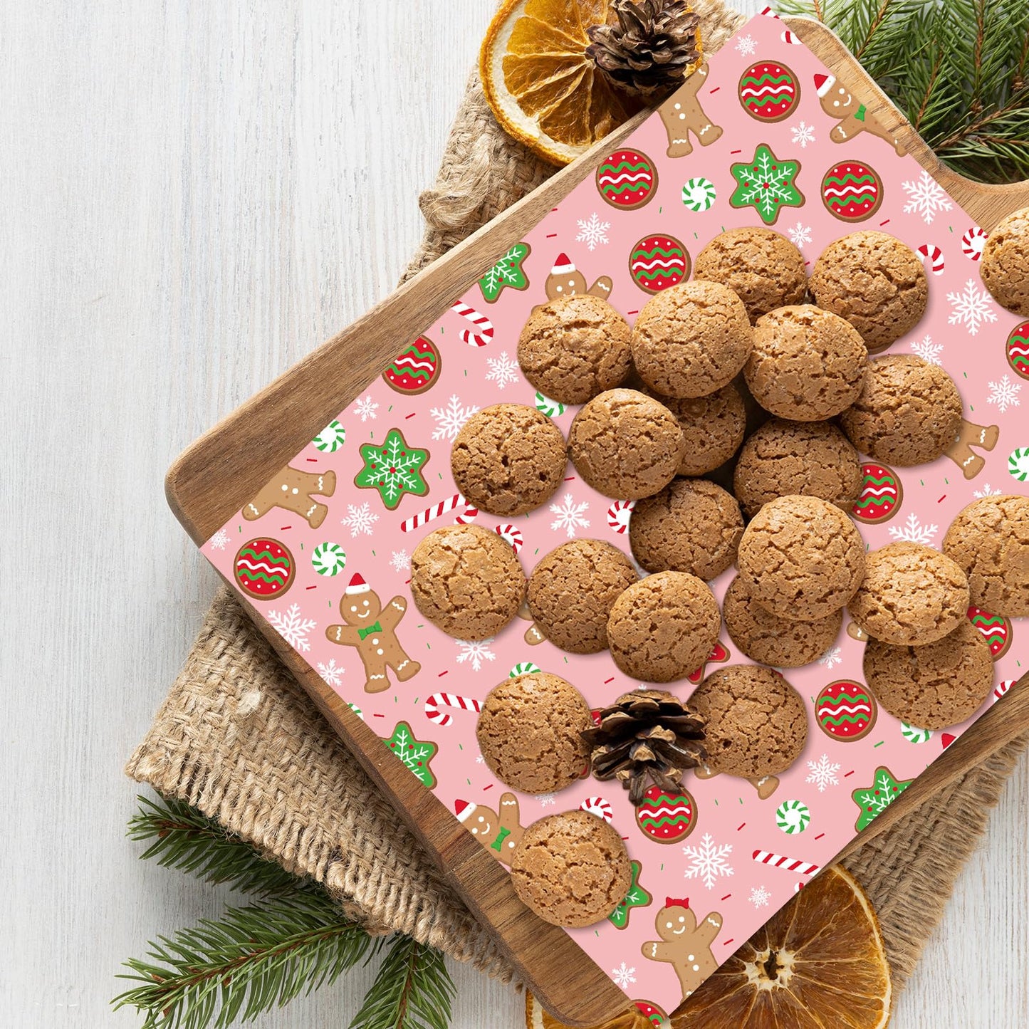 JarThenaAMCS 150Pcs Christmas Wax Paper Pink Gingerbread Man Snowflake Deli Paper Tissue Xmas Winter Sandwich Wrap Paper Oil-Proof Picnic Liners for Party Kitchen Supplies