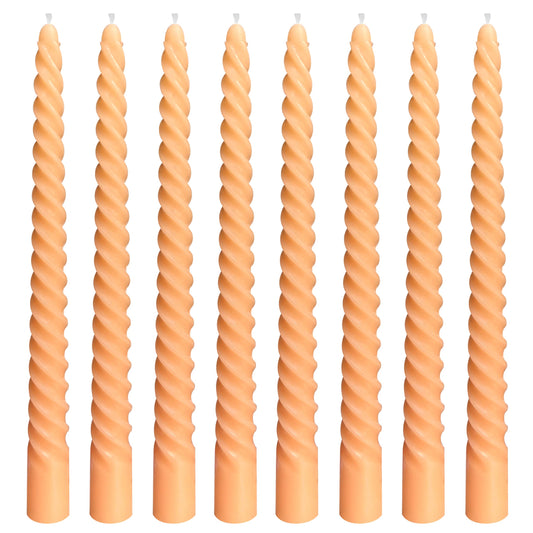 8 Pack 10 Inch Orange Spiral Taper Candle Set, 7/8 Inch Unscented Driples Candlesticks for Home Decoration, 6-7 Hours Burn